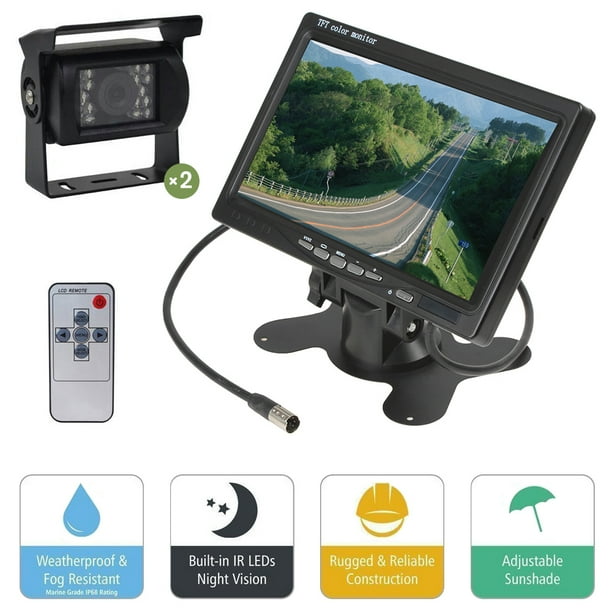 2x Wireless IR Rear View Vehicle Backup Camera 7" HD LCD Monitor for Bus Truck 2x Wireless IR Rear View Vehicle Backup Camera 7" HD LCD Monitor for Bus Truck
